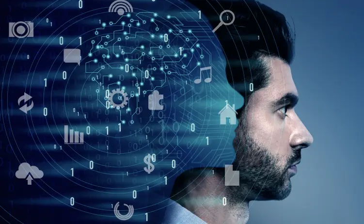 AI en Machine Learning visuele representatie met data en technologie