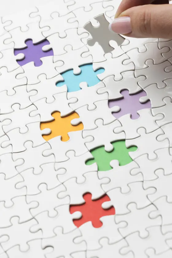Puzzelstukken die samenkomen tot een complete oplossing
